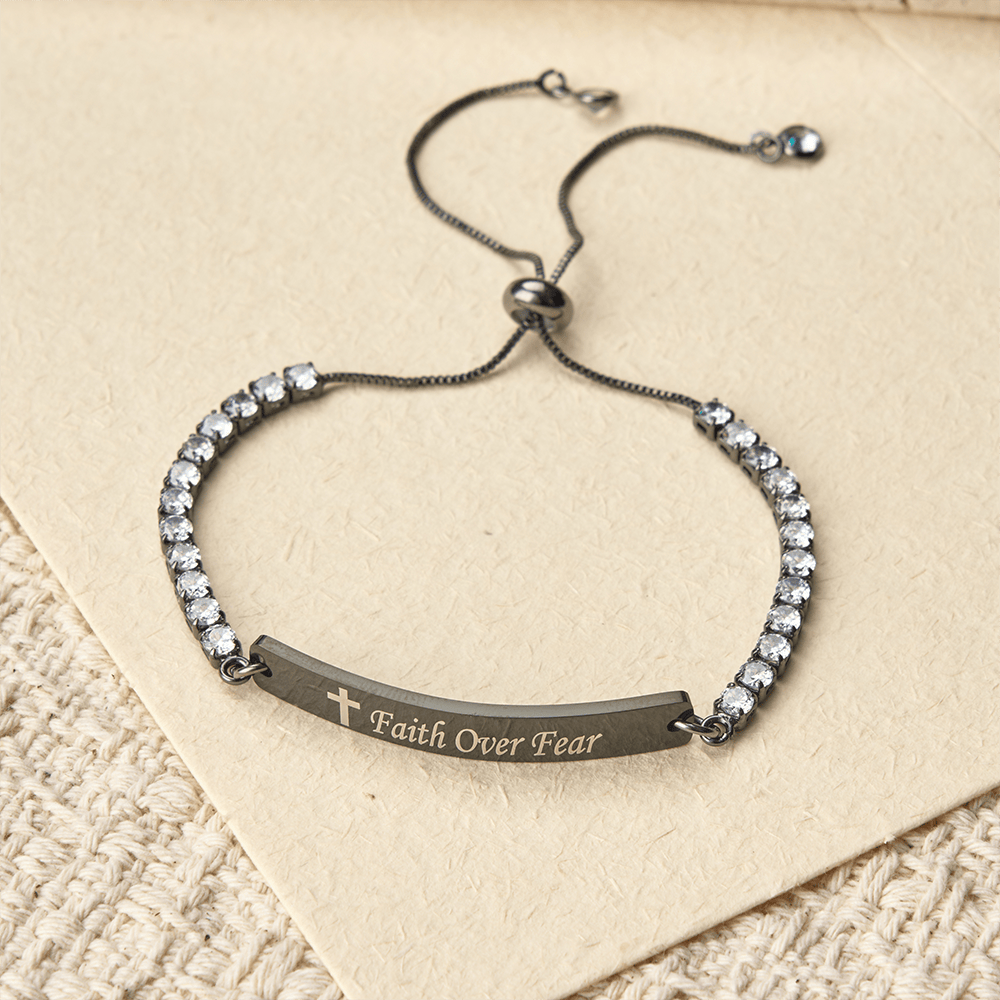 Christianartworkshop Four-Color Metal with Engraved Faith Over Fear Bracelet - Black - Faith - image 2