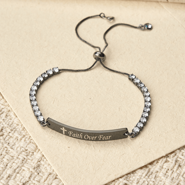 Christianartworkshop Four-Color Metal with Engraved Faith Over Fear Bracelet - Black - Faith - image 2