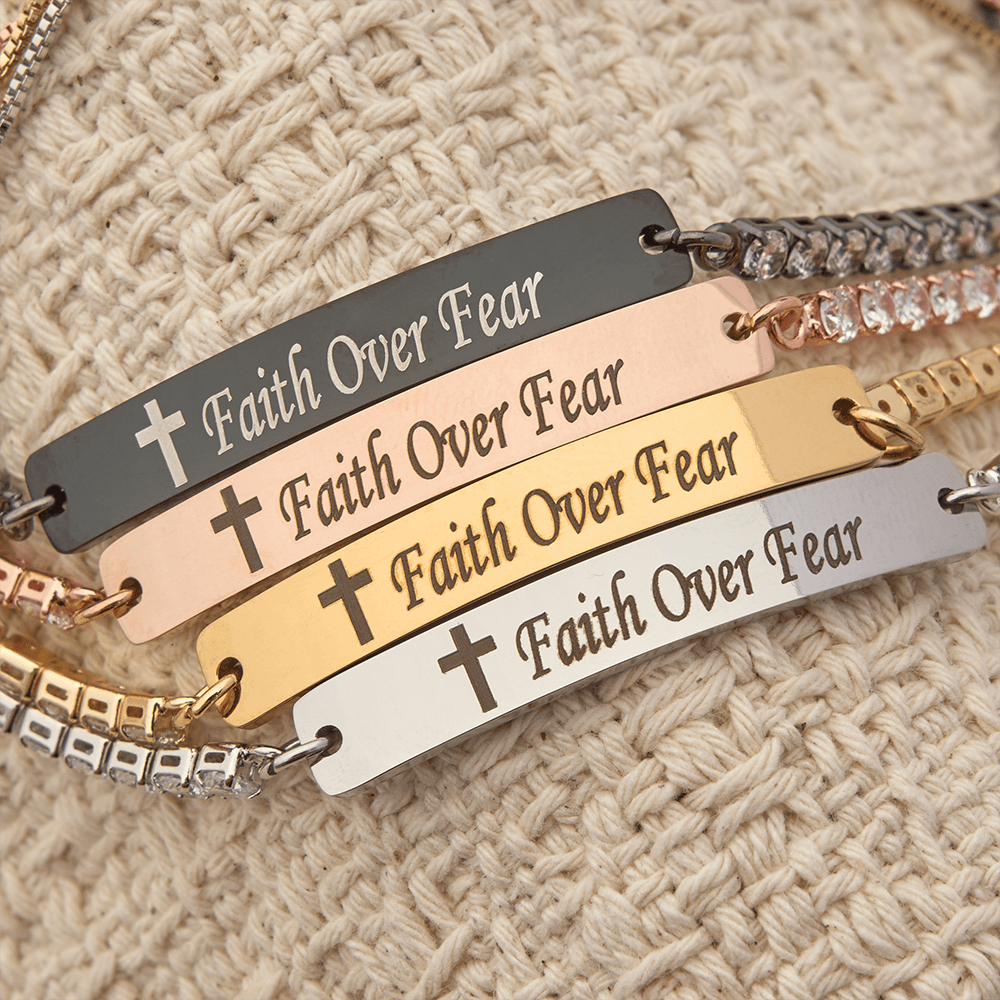 Christianartworkshop Four-Color Metal with Engraved Faith Over Fear Bracelet - image 1