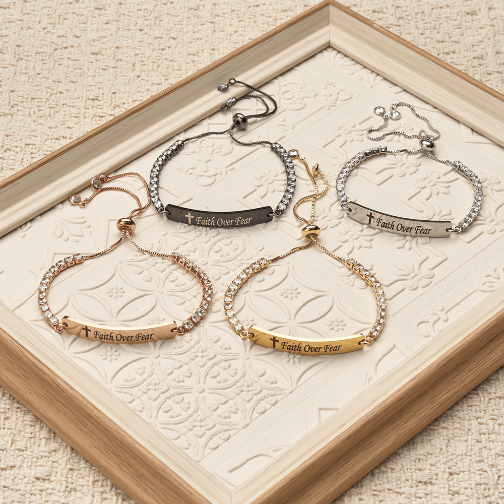 Christianartworkshop Four-Color Metal with Engraved Faith Over Fear Bracelet - image 0