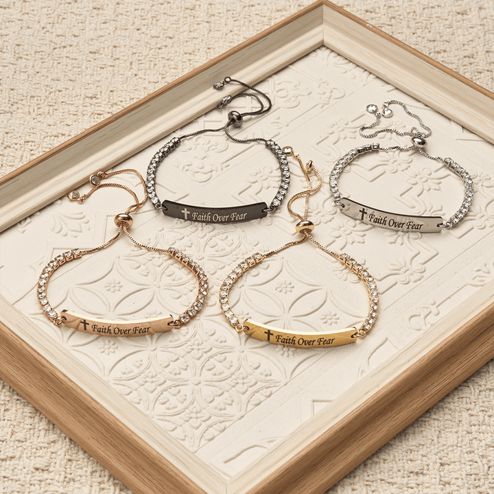 Christianartworkshop Four-Color Metal with Engraved Faith Over Fear Bracelet - image 0