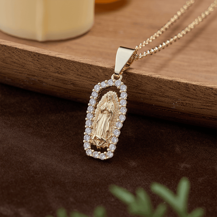 Christianartworkshop Three-Tone Robe Guadalupe Virgin Mary Necklace: A Reminder of Heavenly Intercession and Devotion - Golden - image 3