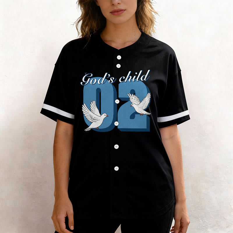 Christianartworkshop God's Child Inspirational Dove & Number Design Baseball Jersey - image 3