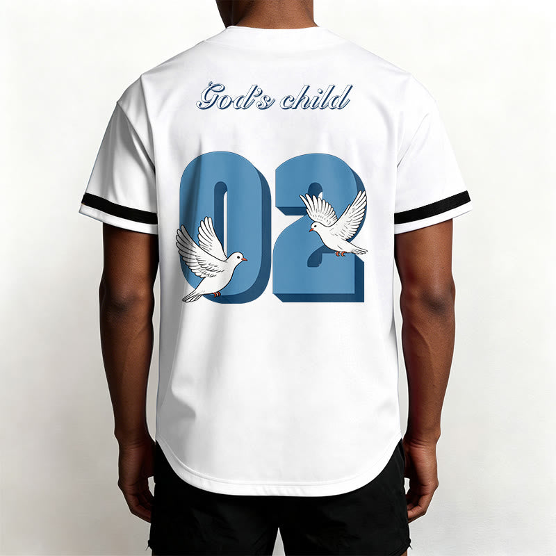 Christianartworkshop God's Child Inspirational Dove & Number Design Baseball Jersey - image 9