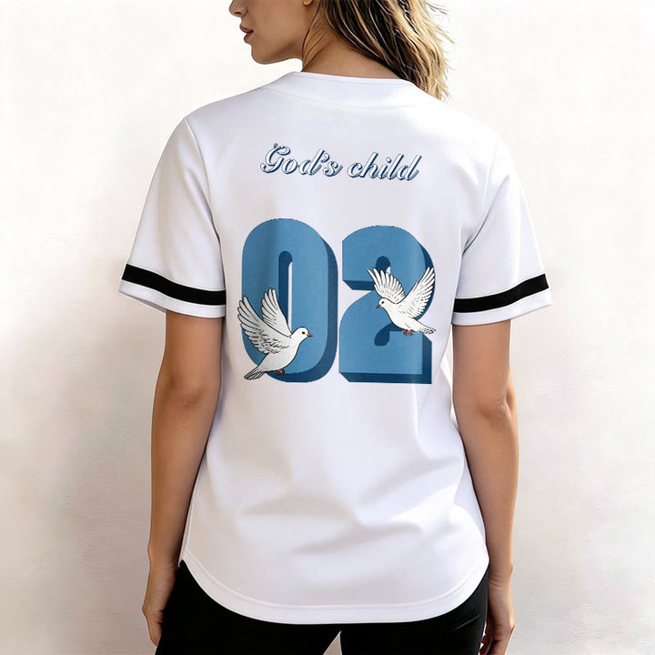 Christianartworkshop God's Child Inspirational Dove & Number Design Baseball Jersey - image 11