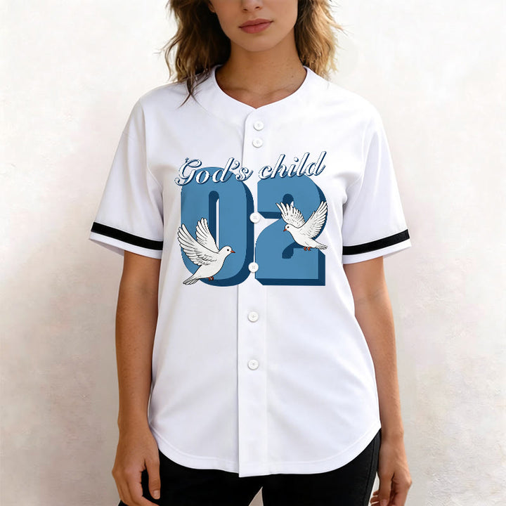 Christianartworkshop God's Child Inspirational Dove & Number Design Baseball Jersey - image 10