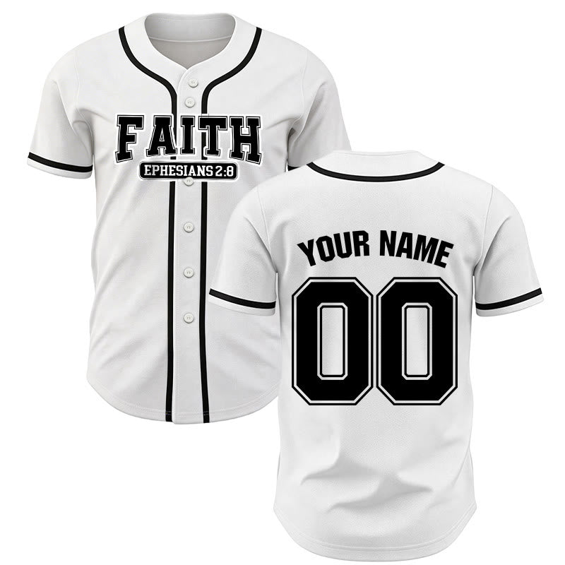Christianartworkshop Faith Custom Name Number Baseball Jersey - White - 5XL - Name & Number Customized - image 15