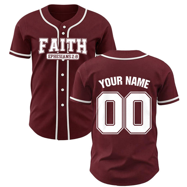 Christianartworkshop Faith Custom Name Number Baseball Jersey - Wine - 5XL - Name & Number Customized - image 36