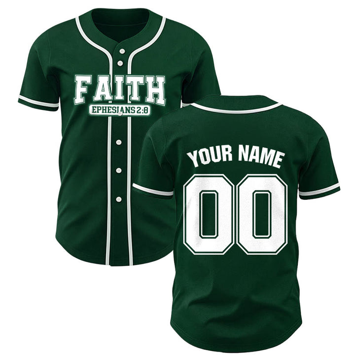 Christianartworkshop Faith Custom Name Number Baseball Jersey - Green - 5XL - Name & Number Customized - image 50