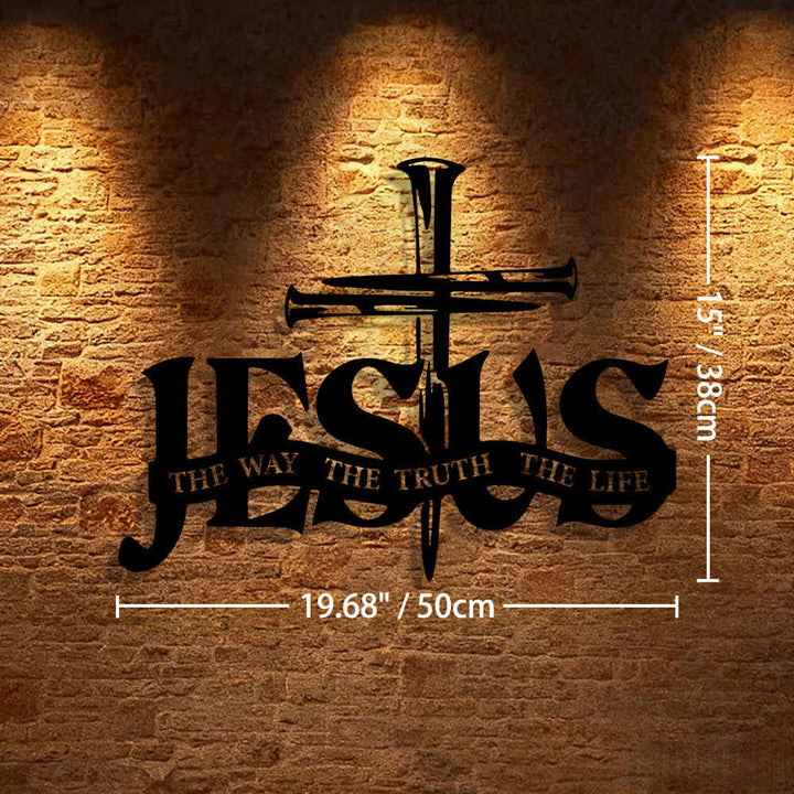 Christianartworkshop Faithful Jesus & Cross Design Metal Wall Decor Home Decoration - 19.68*15"*0.05"/50*38*0.12cm - Black - image 10