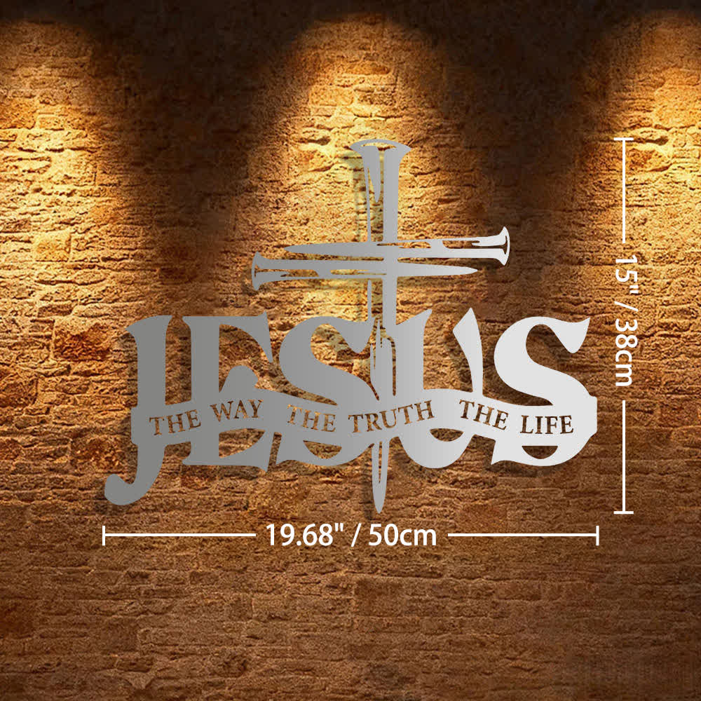 Christianartworkshop Faithful Jesus & Cross Design Metal Wall Decor Home Decoration - 19.68*15"*0.05"/50*38*0.12cm - Silver - image 29