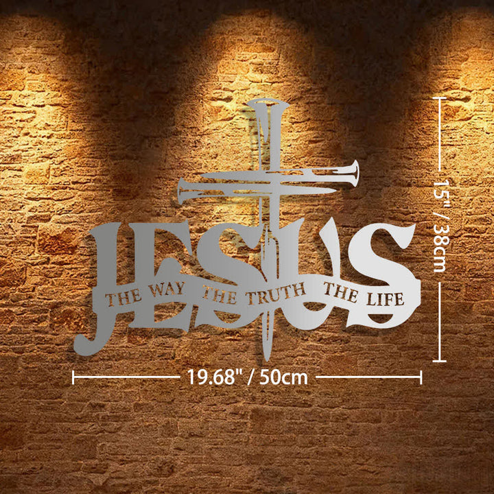 Christianartworkshop Faithful Jesus & Cross Design Metal Wall Decor Home Decoration - 19.68*15"*0.05"/50*38*0.12cm - Silver - image 29
