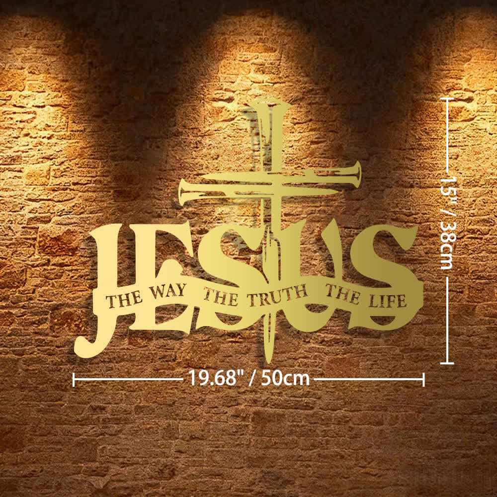 Christianartworkshop Faithful Jesus & Cross Design Metal Wall Decor Home Decoration - 19.68*15"*0.05"/50*38*0.12cm - Golden - image 20