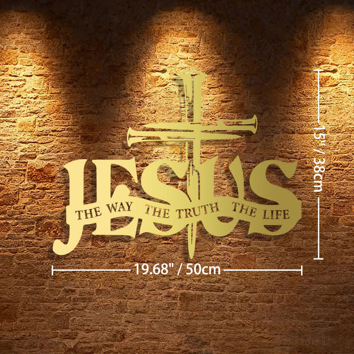 Christianartworkshop Faithful Jesus & Cross Design Metal Wall Decor Home Decoration - 19.68*15"*0.05"/50*38*0.12cm - Golden - image 20