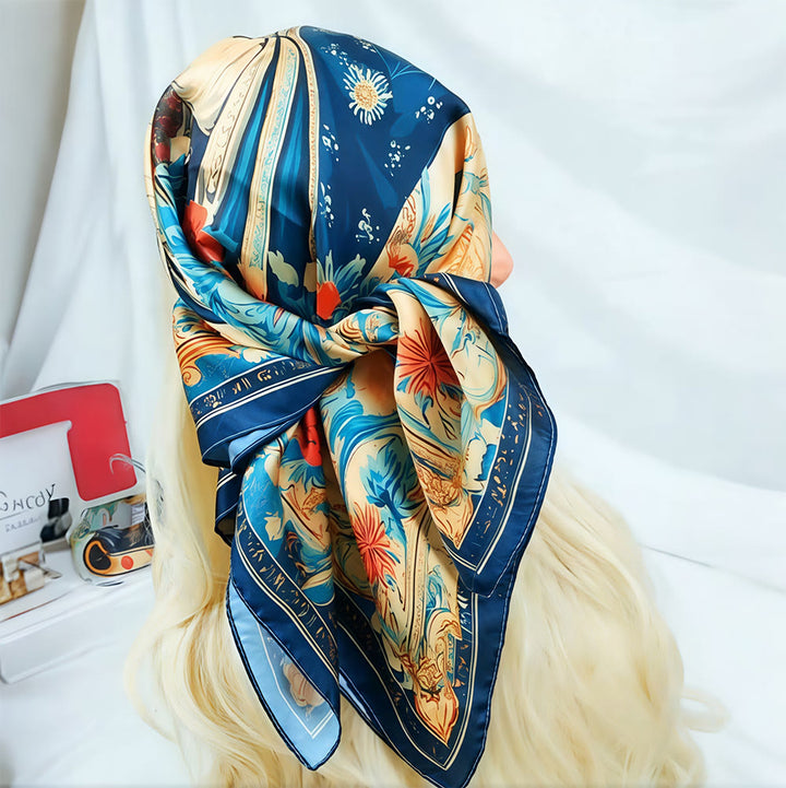 Christianartworkshop Serene Madonna Satin Scarf: A Blossom of Devotion - image 2