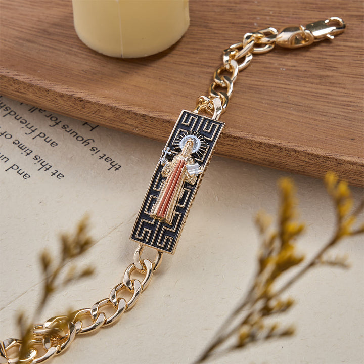 Christianartworkshop Cuban Link Chain Bracelet with Our Lady & St. Jude Devotional Medallions, A Symbol of Divine Protection - image 5