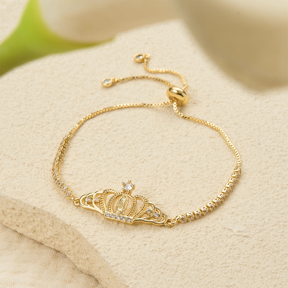 Christianartworkshop Our Lady Centered Adjustable Bolo Bracelet, Symbol of Divine Grace - Crown&Our Lady - image 1