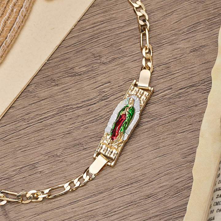 Christianartworkshop Our Lady Devotional Figaro Chain Bracelet, Symbol of Divine Grace - image 4