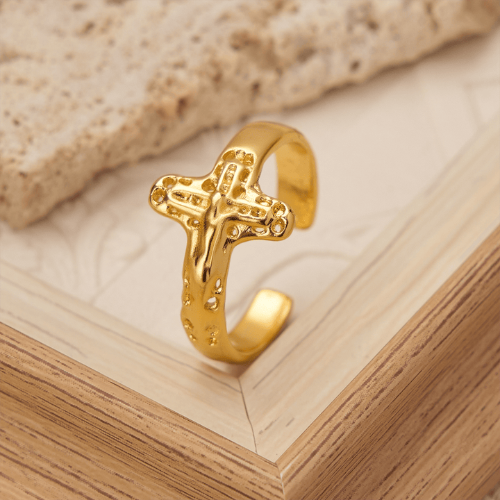 Devotion Ring Christianartworkshop Crucifix Devotional Ring — Adjustable Alloy Open ...
