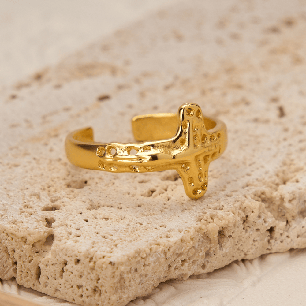 Devotion Ring Christianartworkshop Crucifix Devotional Ring — Adjustable Alloy Open ...