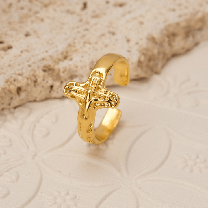 Devotion Ring Christianartworkshop Crucifix Devotional Ring — Adjustable Alloy Open ...