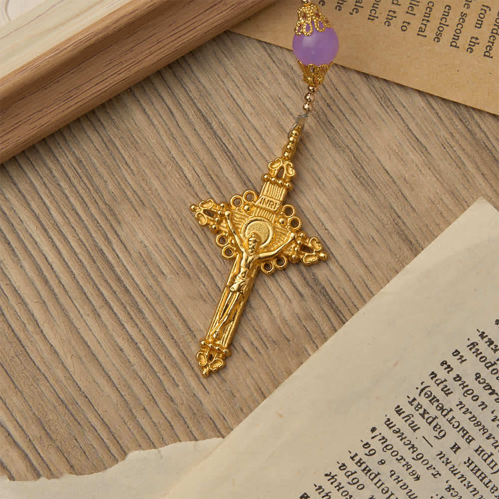 Christianartworkshop Two-Tone Faceted Beads Purple Rosary with St. Benedict & Crucifix - image 7