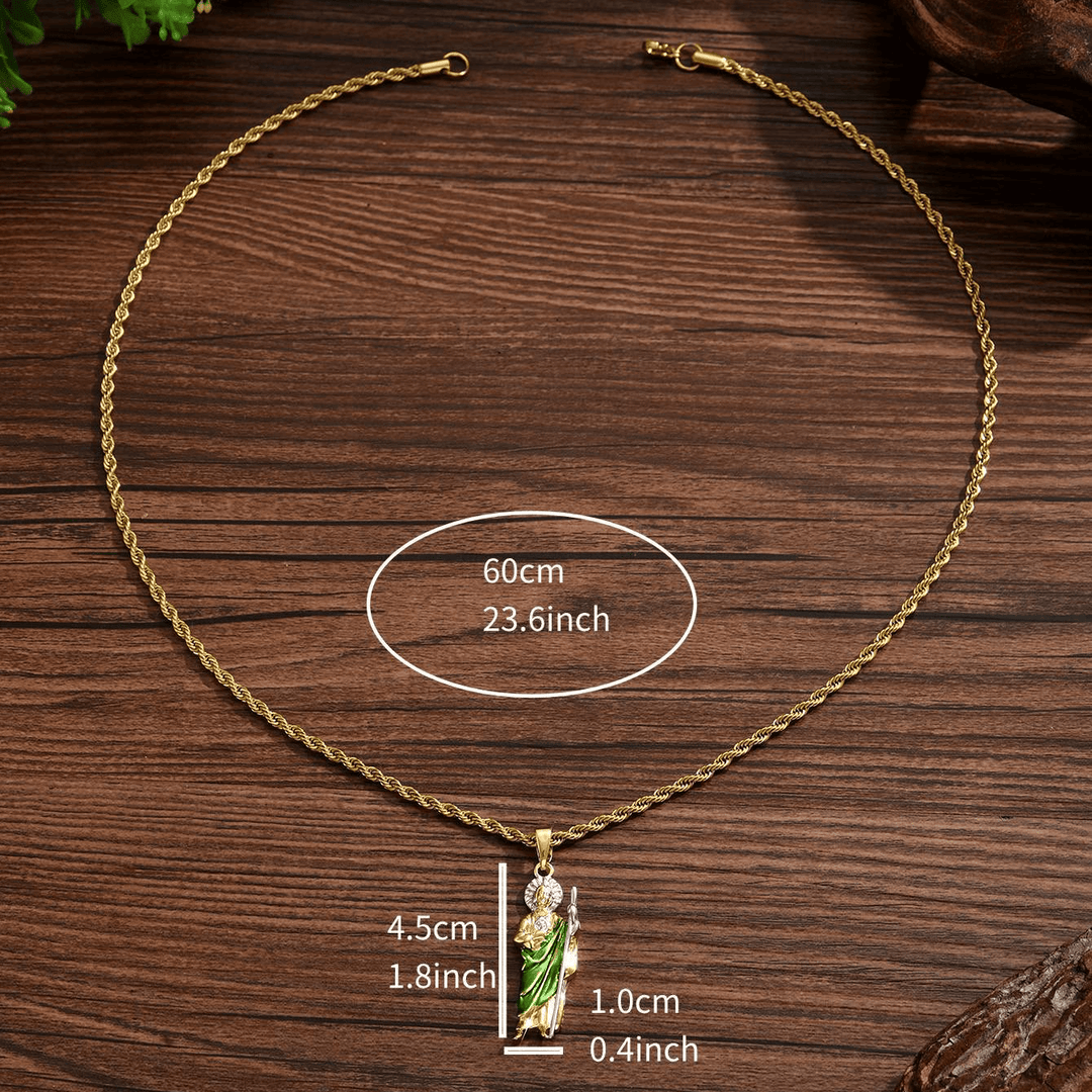 Christianartworkshop St. Jude Pendant Necklace in Four Sizes with Vibrant Green Robe: A Symbol of Hope and Divine Protection - Large - image 4
