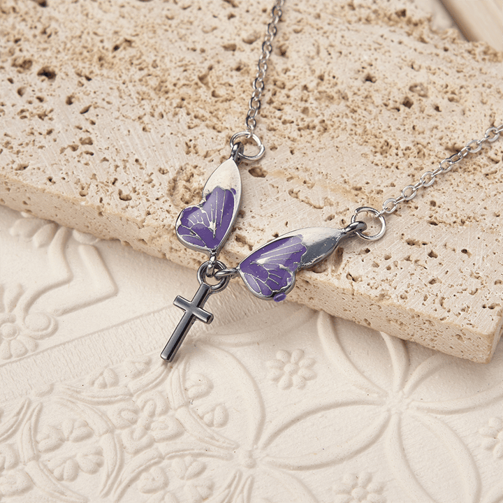 Christianartworkshop Whimsical Butterfly Wing Cross Pendant Necklace: A Dazzling Symbol of Divine Light and Hope - image 3