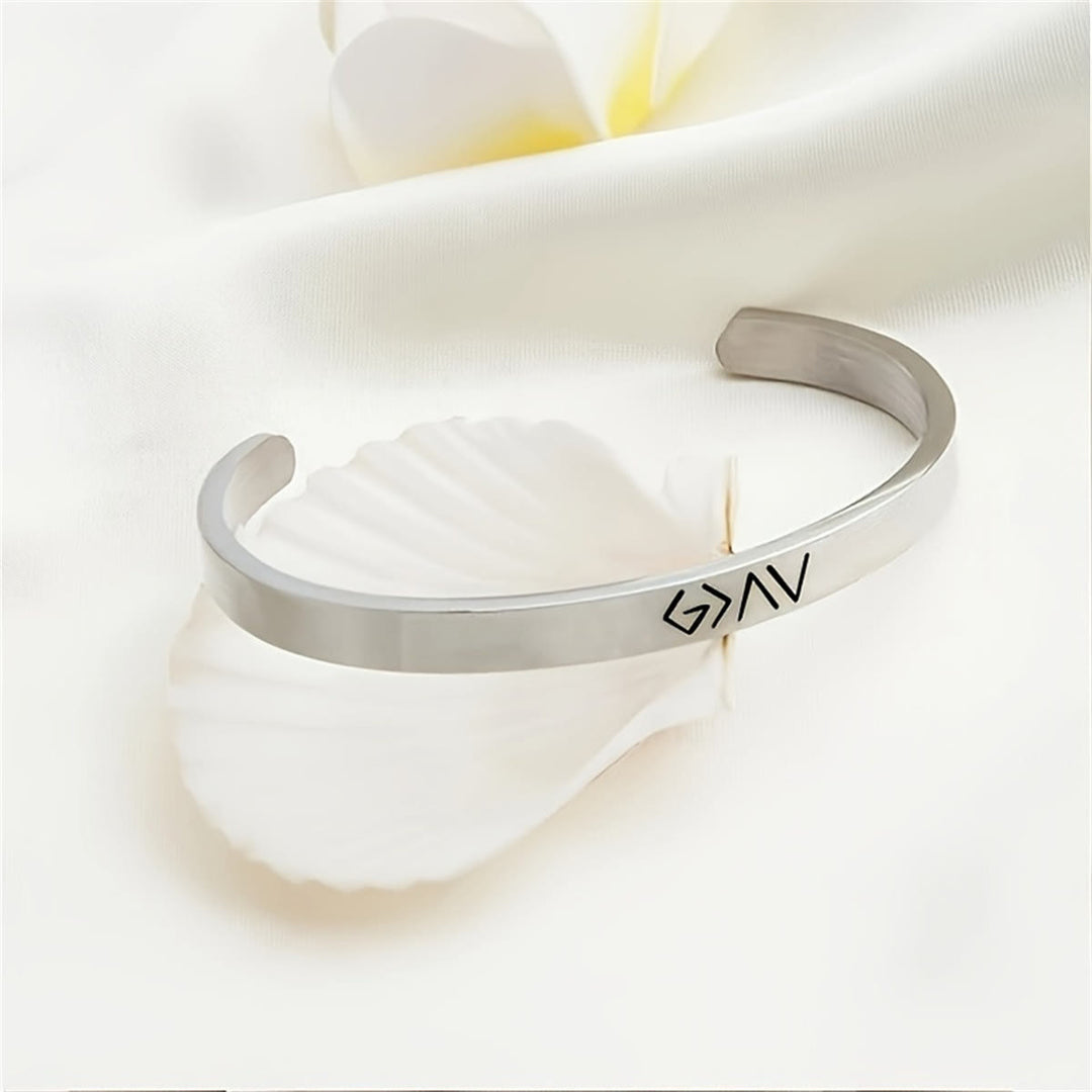 Christianartworkshop God is Greater Than the Highs and Lows Engraved Cuff Bracelet: A Symbol of Unwavering Hope - image 2