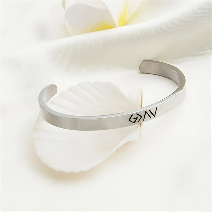 Christianartworkshop God is Greater Than the Highs and Lows Engraved Cuff Bracelet: A Symbol of Unwavering Hope - image 2