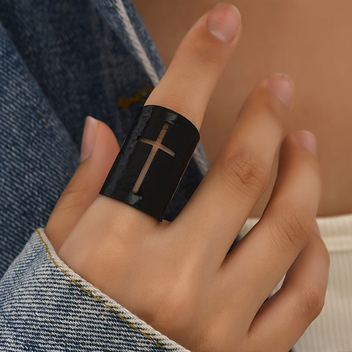 Christianartworkshop Adjustable Wide Cross Ring with Textured Finish: A Daily Symbol of Faith and Confidence - image 5