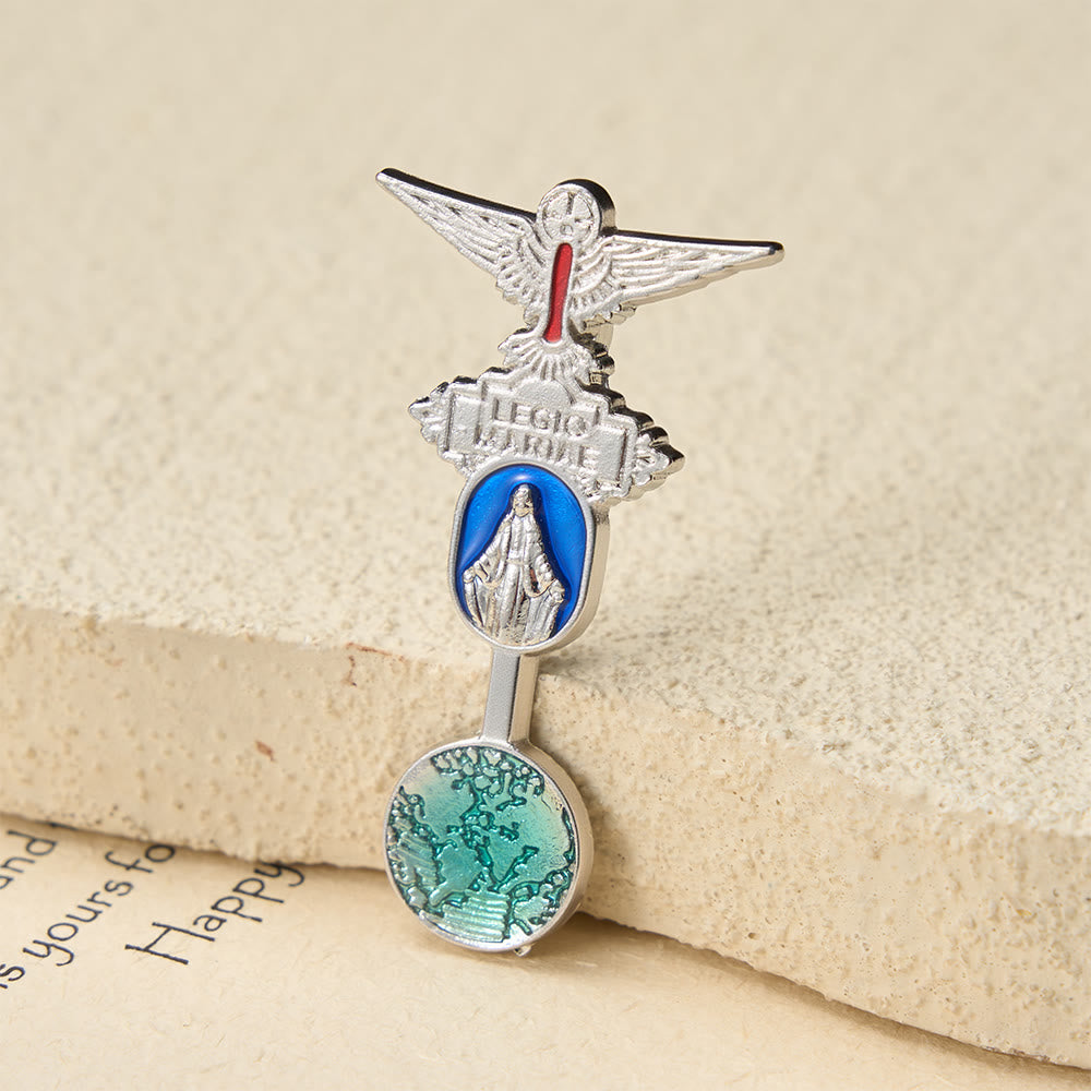 Christianartworkshop Legio Mariae Enamel Brooch with Holy Spirit Dove & Marian Medal: A Symbol of Marian Devotion - image 3