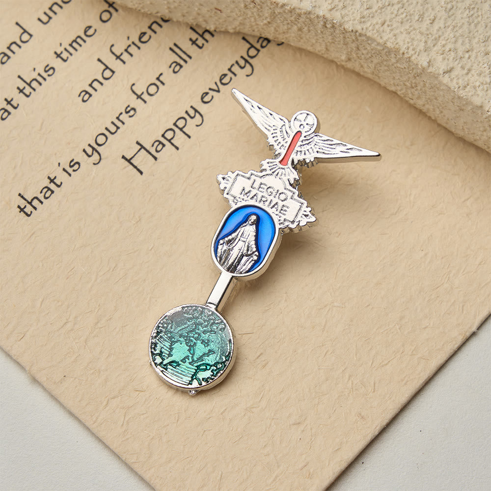 Christianartworkshop Legio Mariae Enamel Brooch with Holy Spirit Dove & Marian Medal: A Symbol of Marian Devotion - image 5