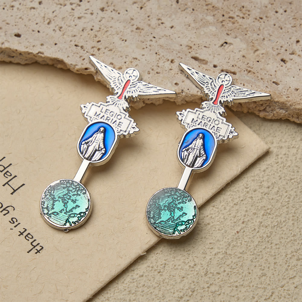 Christianartworkshop Legio Mariae Enamel Brooch with Holy Spirit Dove & Marian Medal: A Symbol of Marian Devotion - image 2
