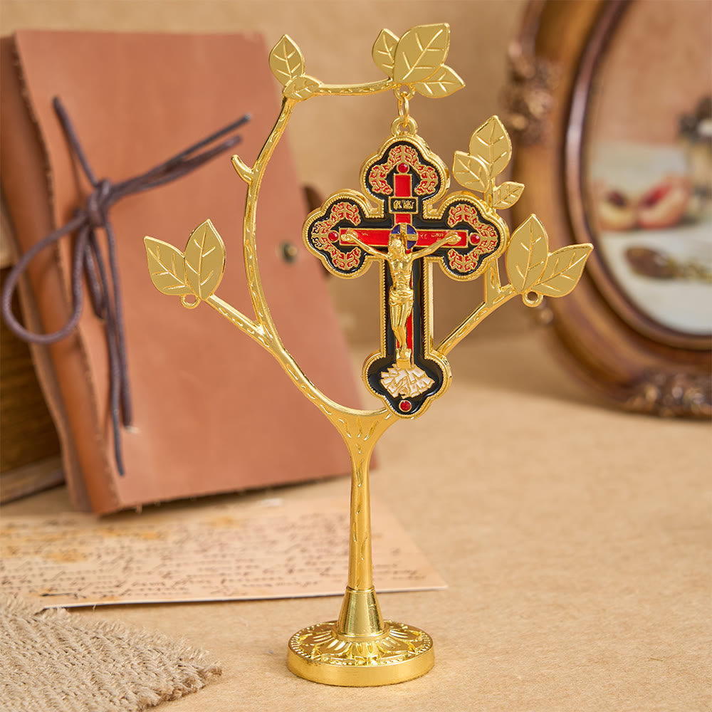 Christianartworkshop Life Tree Desktop Decor with Hanging Crucifix Charm: An Emblem of Devotion and Renewal - image 5