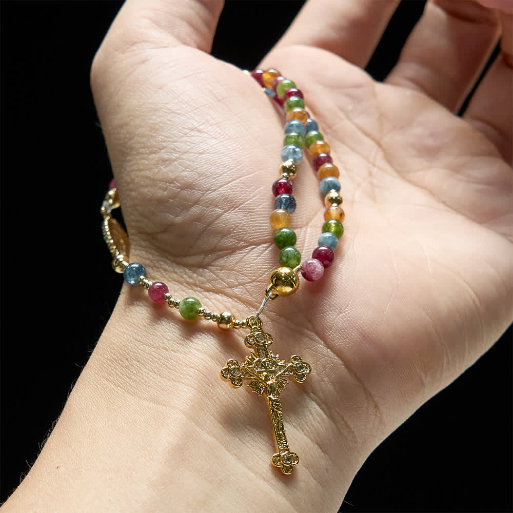 Christianartworkshop Magnetic Strawberry Agate Rosary Bracelet: Emblem of Divine Grace & Purity - image 18