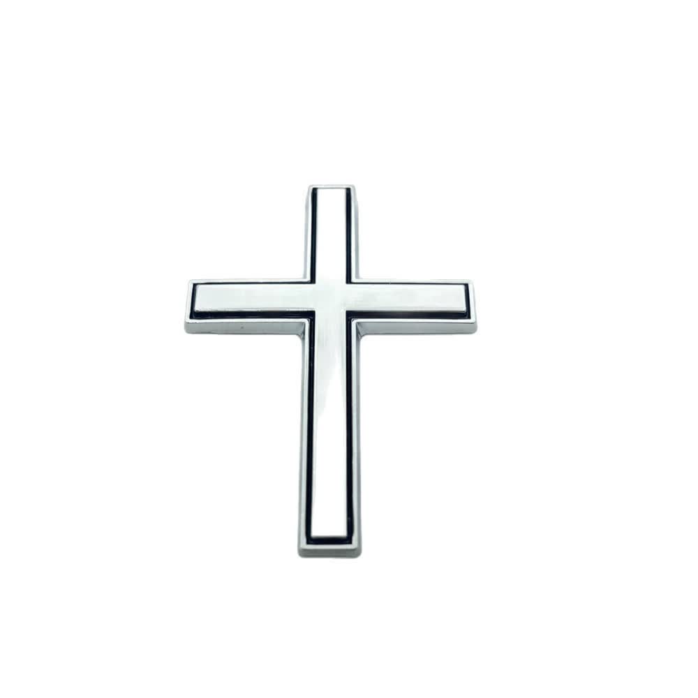 Christianartworkshop Durable Metal Cross Car Decal: Remind of His Quiet Guidance on the Road - Silver Black (Set of 4) - image 20