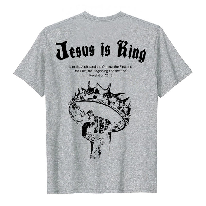 Christianartworkshop Jesus is King T-shirt - Grey - 2XL - image 8