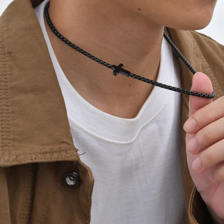 Christianartworkshop Sleek Stainless Steel Cross Necklace with Sideways Pendant: A Reminder of Divine Grace - image 8