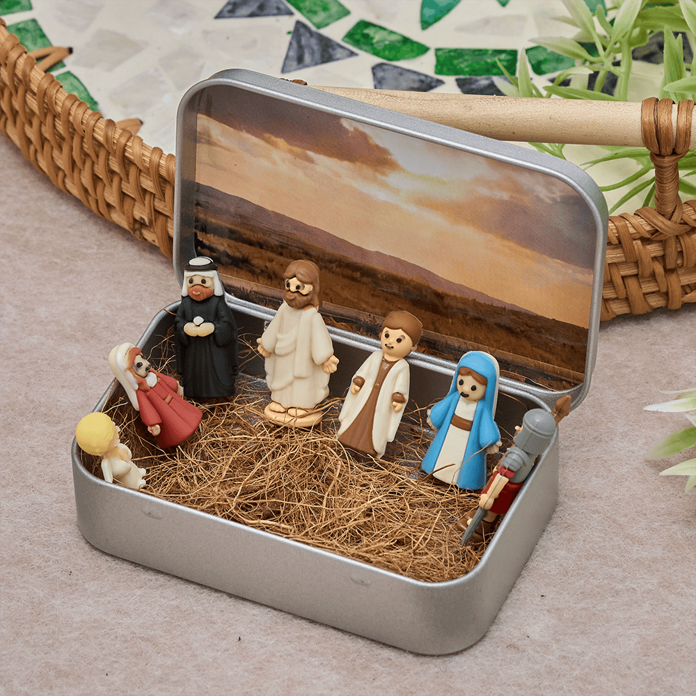 Christianartworkshop Nativity Scene Miniature Figurine Set with Portable Tin Box: A Symbol of the Christmas Story - image 1
