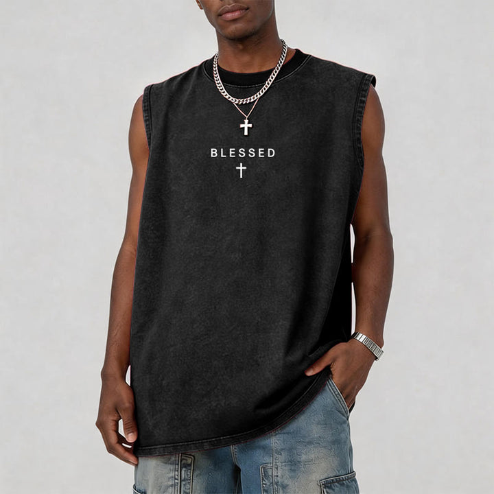 Christianartworkshop Power In The Name Of Jesus Tiger Washed Tank Top - image 4