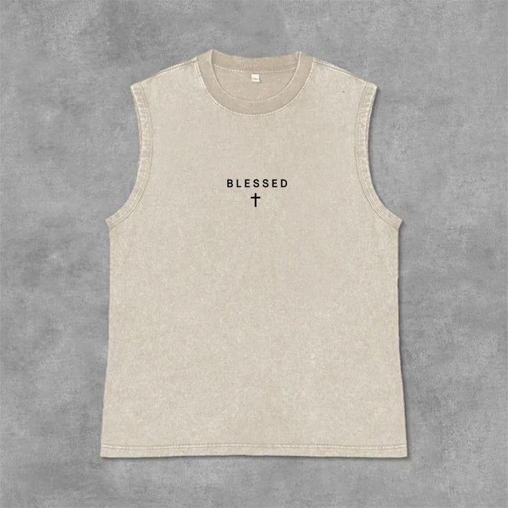Christianartworkshop Power In The Name Of Jesus Tiger Washed Tank Top - image 13