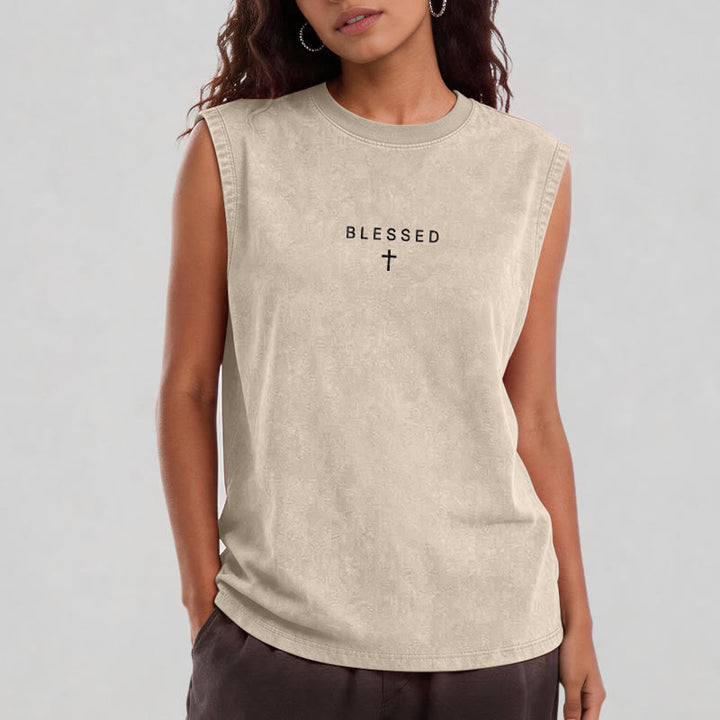 Christianartworkshop Power In The Name Of Jesus Tiger Washed Tank Top - image 12