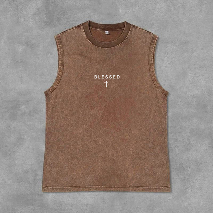 Christianartworkshop Power In The Name Of Jesus Tiger Washed Tank Top - image 27