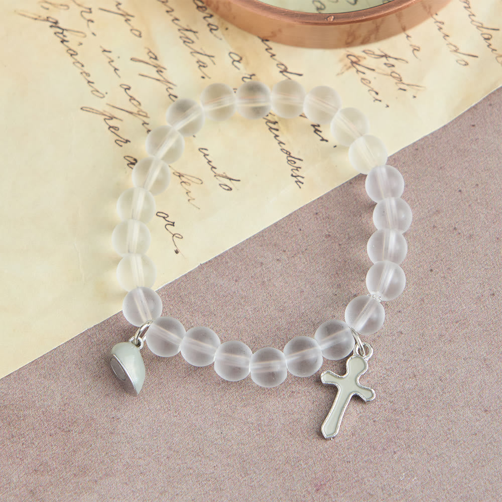 Christianartworkshop Glowing Cross Matching Beaded Bracelets with Magnetic Heart Clasp: A Symbol of United Faith & Shared Love - image 9