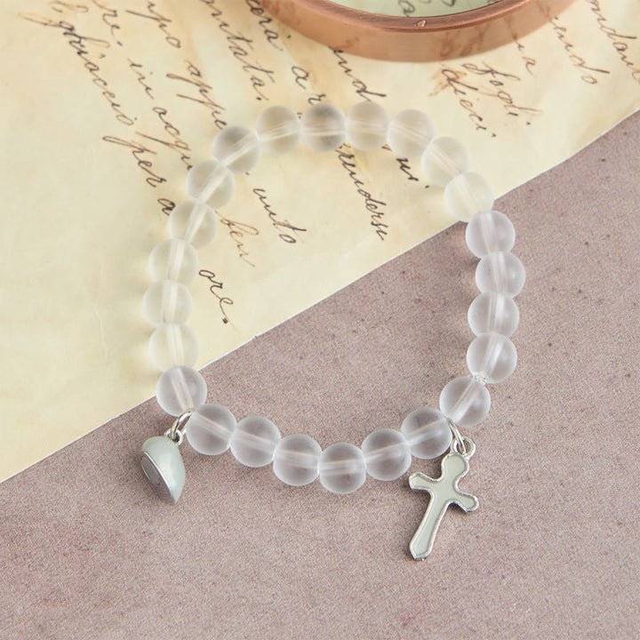 Christianartworkshop Glowing Cross Matching Beaded Bracelets with Magnetic Heart Clasp: A Symbol of United Faith & Shared Love - image 9