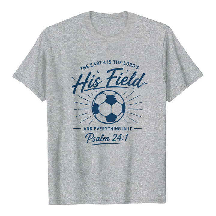 Christianartworkshop Psalm 24:1 His Field Soccer Faith Premium Short Sleeve T-Shirt - Grey - 2XL - image 8
