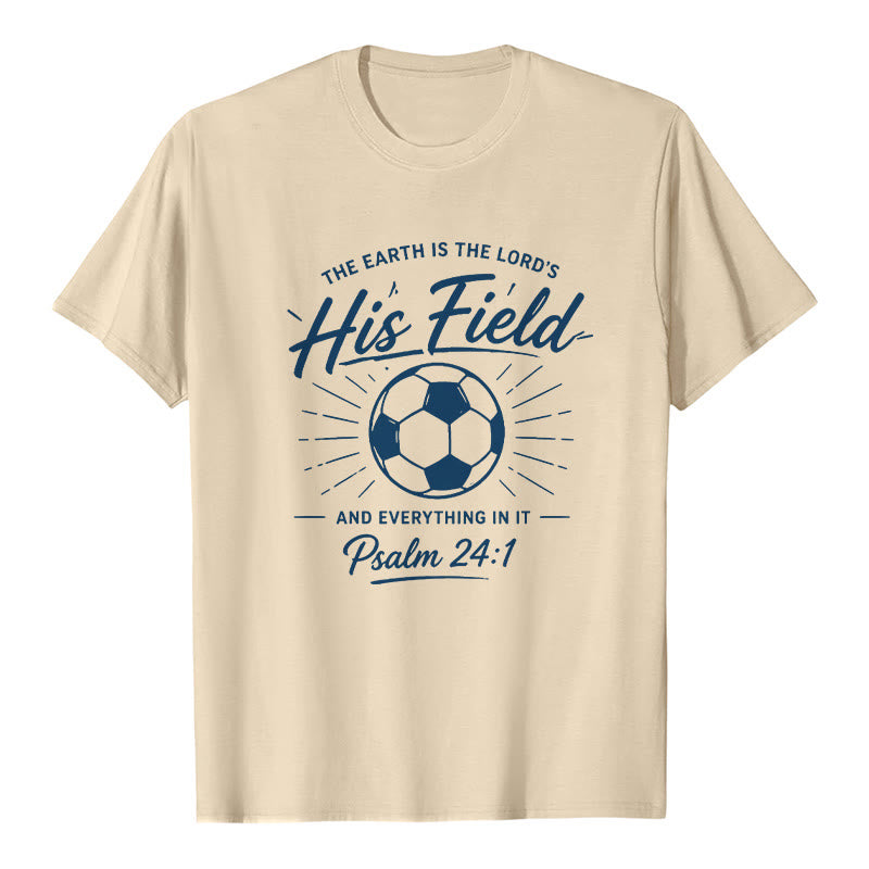 Christianartworkshop Psalm 24:1 His Field Soccer Faith Premium Short Sleeve T-Shirt - Beige - 2XL - image 7