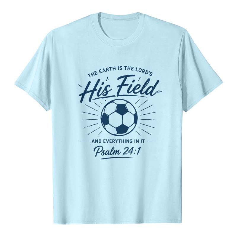 Christianartworkshop Psalm 24:1 His Field Soccer Faith Premium Short Sleeve T-Shirt - Blue - 2XL - image 6