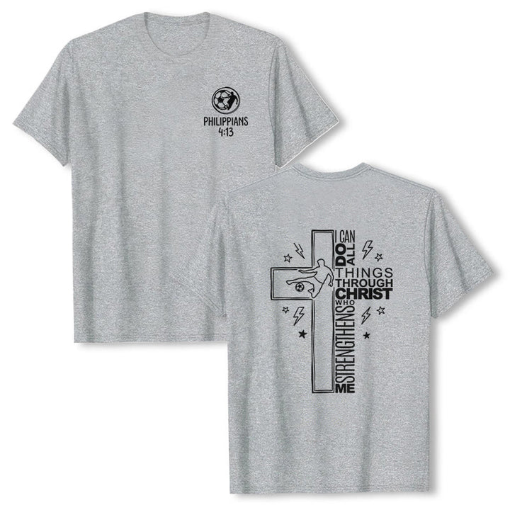 Christianartworkshop Philippians 4:13 Soccer Cross Premium Short Sleeve T-Shirt - Grey - 2XL - image 0